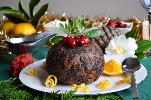 Christmas pudding orange peel with toppings